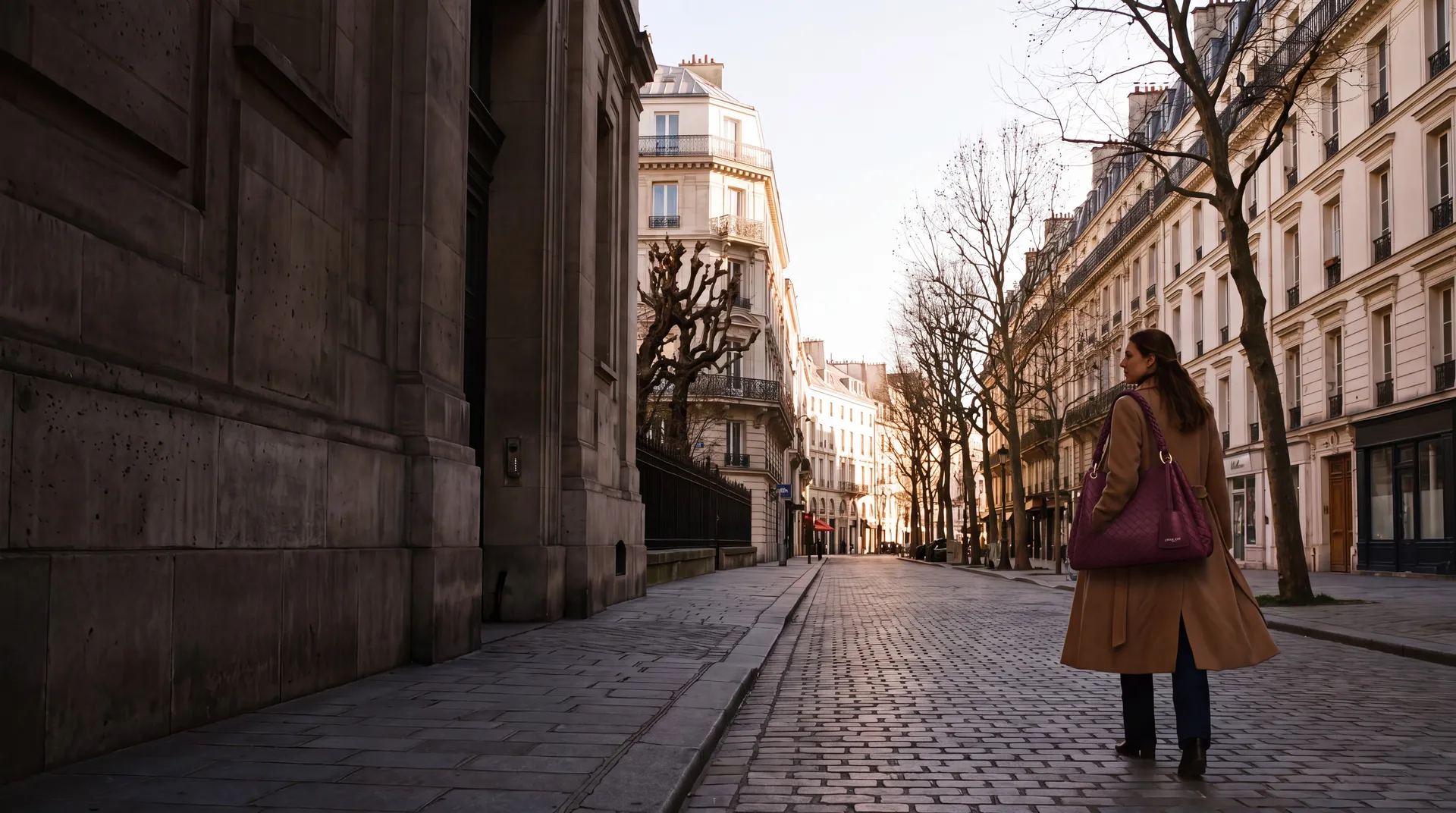 Sac Pierre Cardin porté dans une rue de Paris
