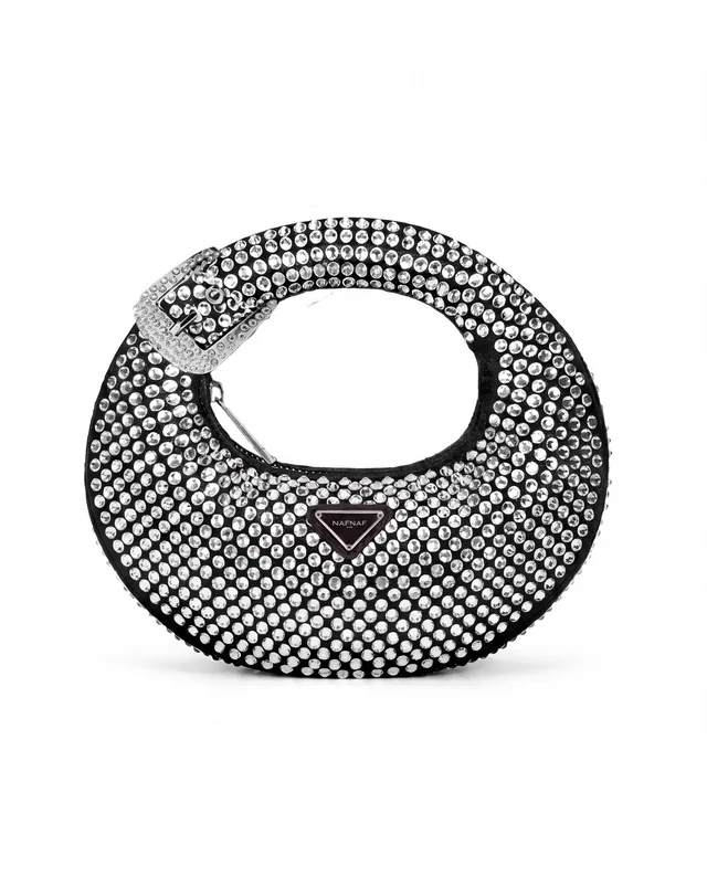 Demi-lune strass Naf Naf, PU et strass